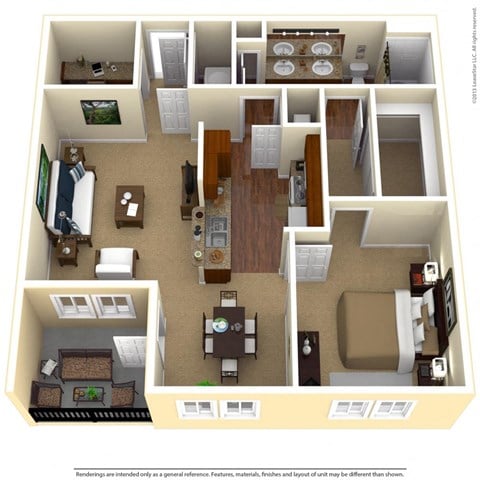 Floor plan for 1 bed, 1 bath, 921 sqft